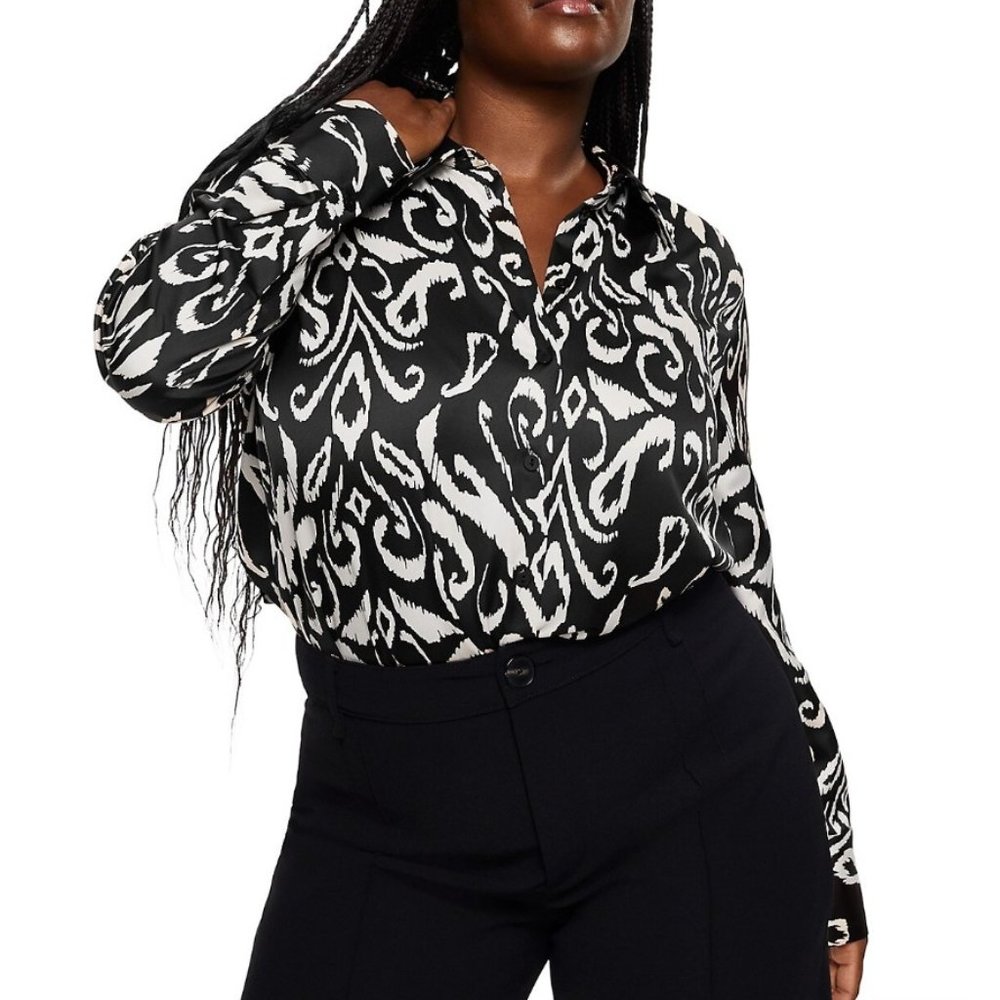 🖤Mango Paisley Print Satin Blouse, NWT 8